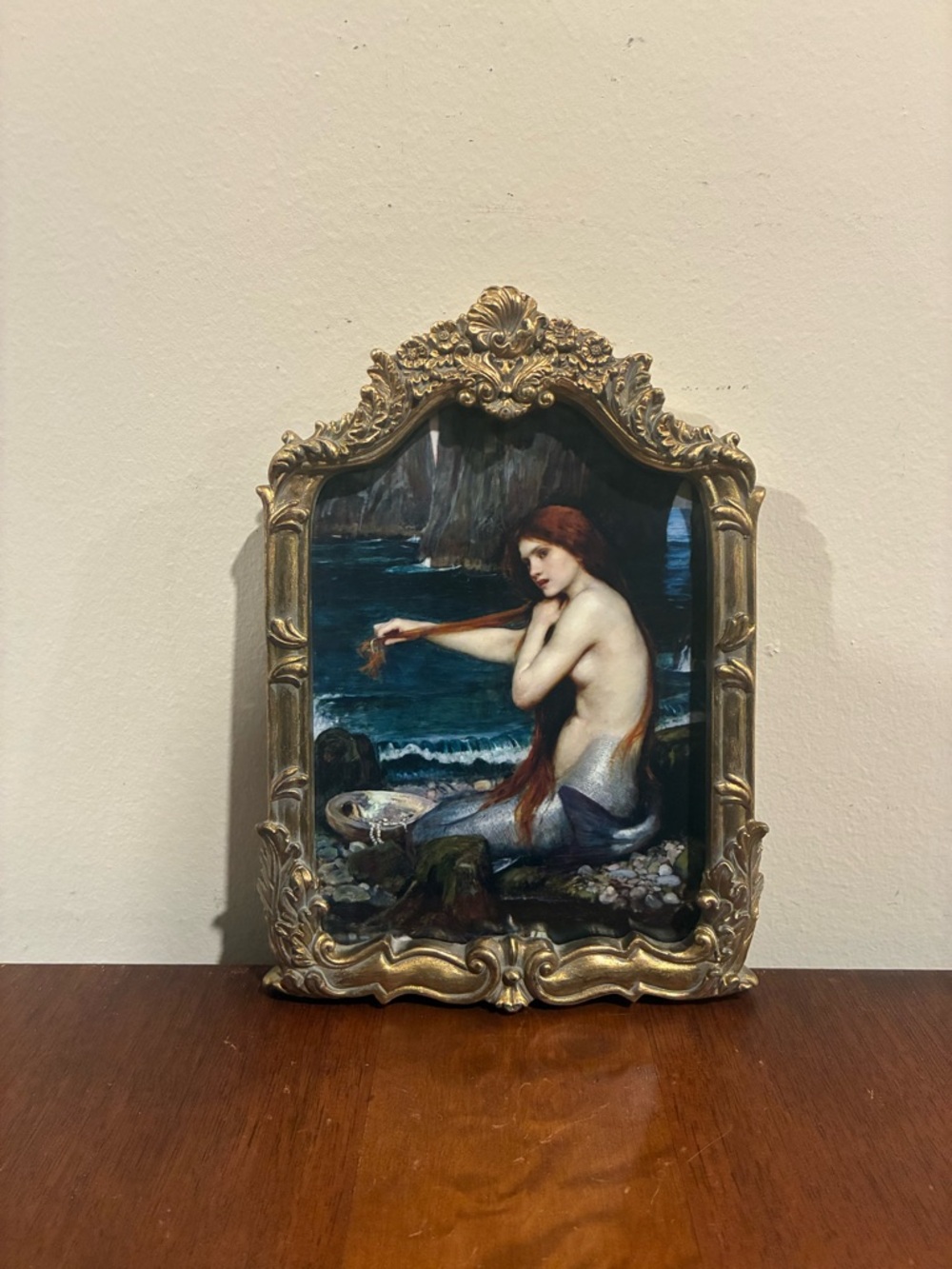 A Mermaid (1900) John William Waterhouse 6x8 Ornate Gold Framed Art Print